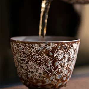 Floral Silver Tea Cup 繁花鎏银沉香杯（Fan Hua Liu Yin）-1